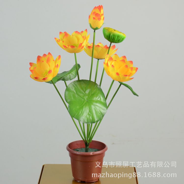 Fabricante de flores artificiales de pantalla de fotos Venta al por mayor de flores falsas baratas Sacrificio de flores de seda para Buda Loto falso 9 flores de loto artificiales