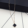 Necklace stainless steel, golden chain for key bag , short fresh universal accessory, does not fade, simple and elegant design, pink gold, Japanese and Korean