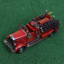 仿古铁艺复古手工铁皮车模1936年美国麦克消防车模型 金属工艺品