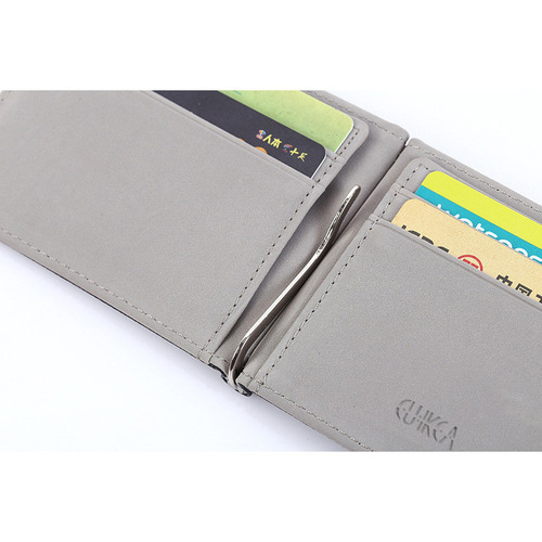 Cross-border men's creative wallet PU card holder, fashionable dollar bill clip, sewing thread wallet, business card holder, factory wholesale