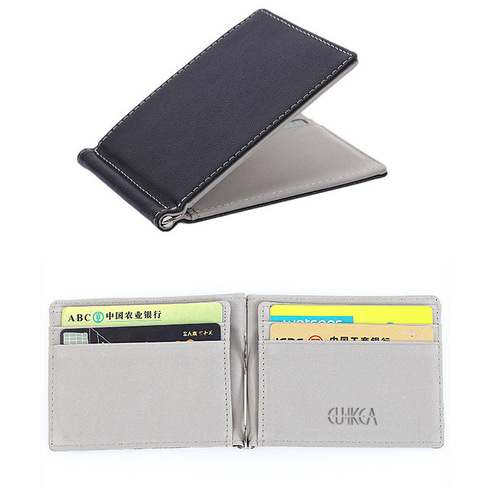 Cross-border men's creative wallet PU card holder, fashionable dollar bill clip, sewing thread wallet, business card holder, factory wholesale