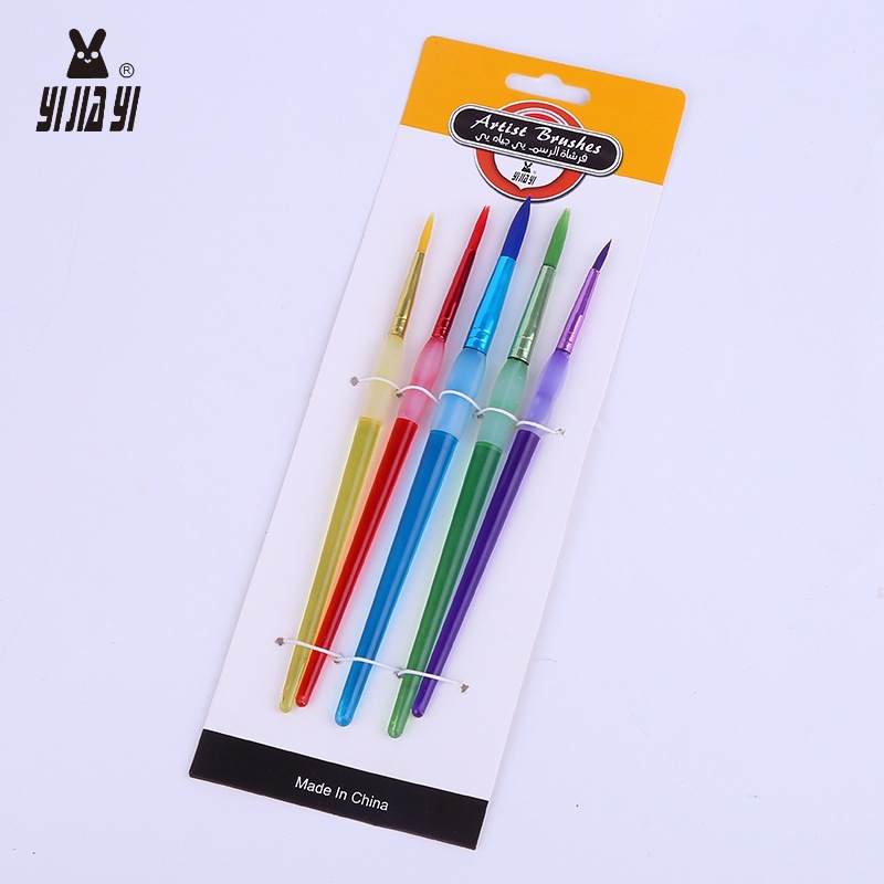 둥근 모양의 캔디 컬러 브러시 5개