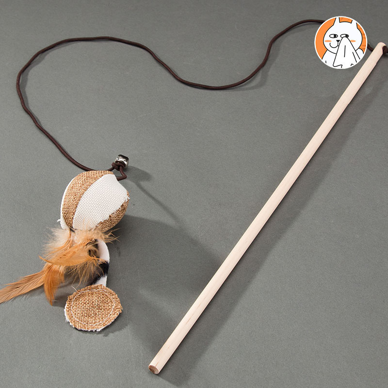 Gato de juguete divertido gato palo divertido gato gatito pescado juguete madera hecho a mano divertido gato palo ratón gato juguete gato suministros