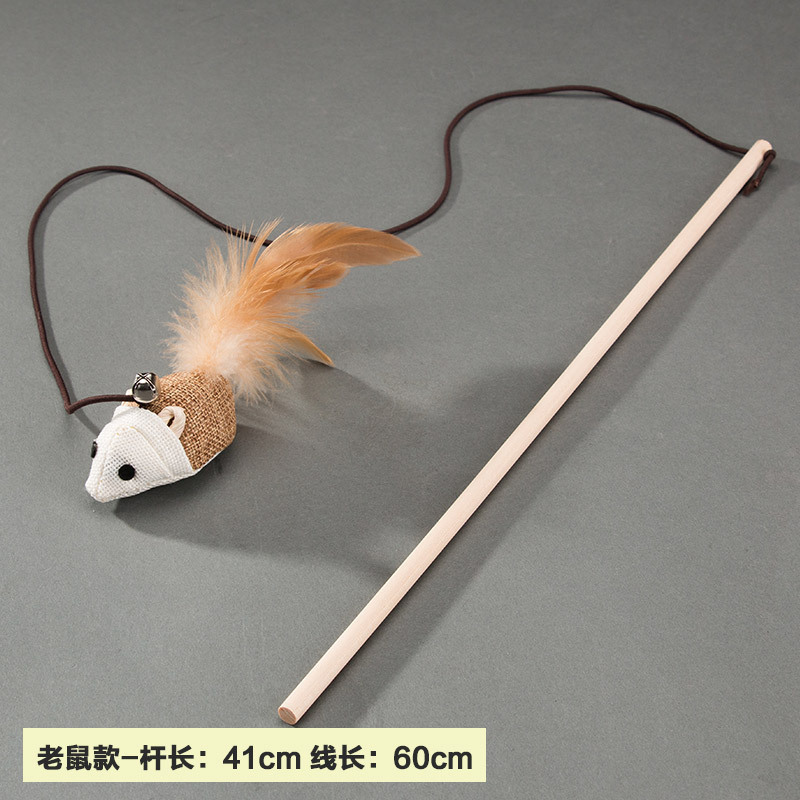 Gato de juguete divertido gato palo divertido gato gatito pescado juguete madera hecho a mano divertido gato palo ratón gato juguete gato suministros