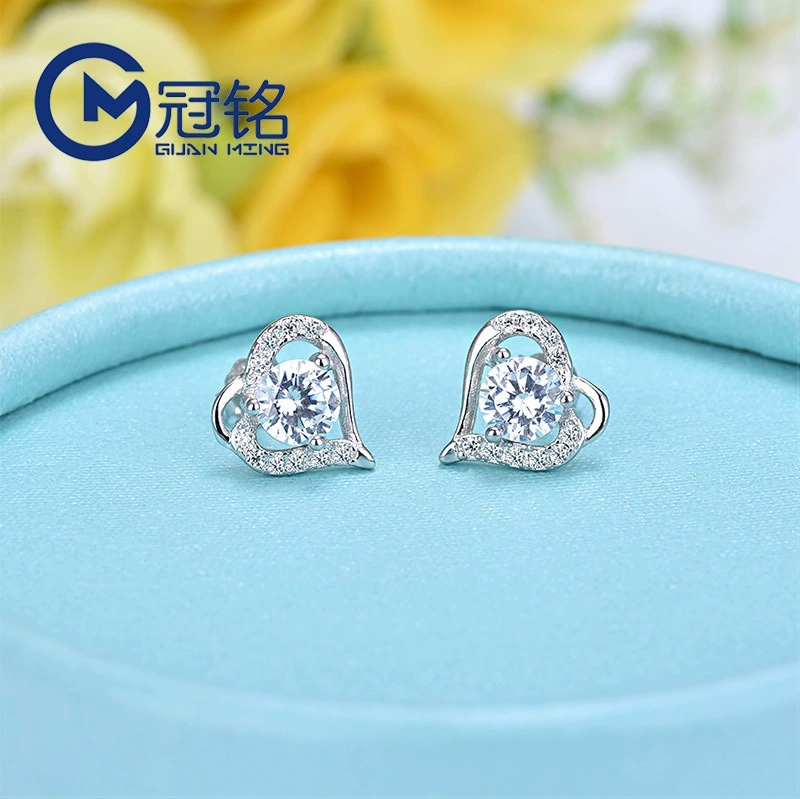 Серьги сердце, модный аксессуар, стиль корея, серебро 925 образец, корейский стиль