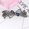 Big crystal, ponytail, metal retro hairgrip, black hairpins, simple and elegant design, wholesale