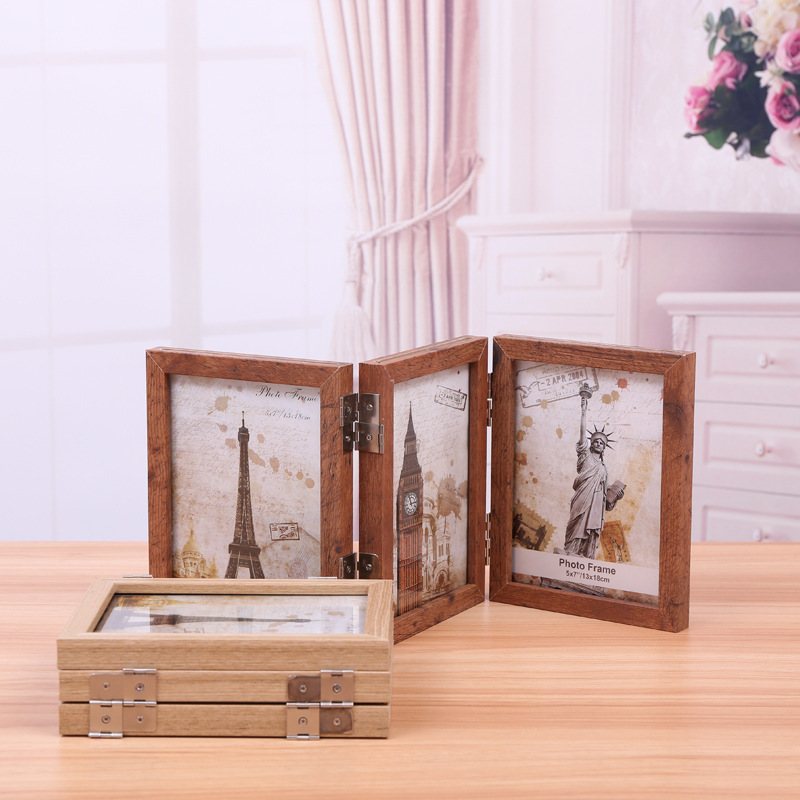 Custom Wholesale 70% off Photo Frames for Display, 5-Inch Size, 67inch 8inch Photo Studio 270 ° Double-Sided Foldable Photo Frame Portable Solid Wood