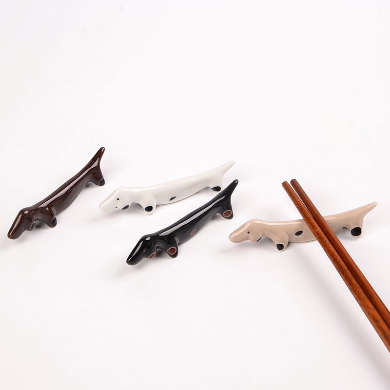 New strange creative home ornaments ceramic tableware chopsticks rack chopsticks holder wholesale sausage dog 4 mixed 109