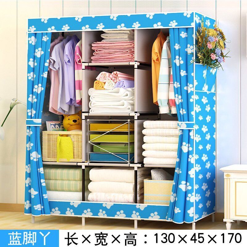 Armario simple no tejido plegable armario de tela gran combinación de metal 130 armario simple montaje armario fábrica