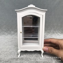 1:12娃娃屋DOLLHOUSE模型屋迷你家具配件纯白弧顶珍藏柜子亮柜