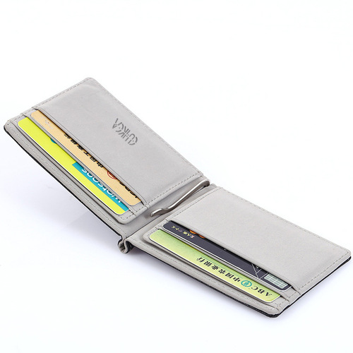 Cross-border men's creative wallet PU card holder, fashionable dollar bill clip, sewing thread wallet, business card holder, factory wholesale