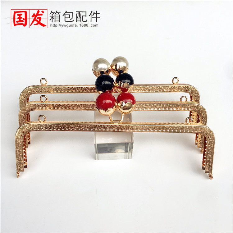 Sin stock: 25cm cuadrado relieve de loto cabeza de perla oro ligero cabeza de perla grande 0566 - QJ