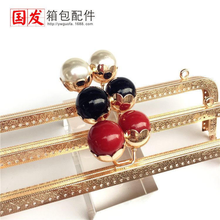 Sin stock: 25cm cuadrado relieve de loto cabeza de perla oro ligero cabeza de perla grande 0566 - QJ