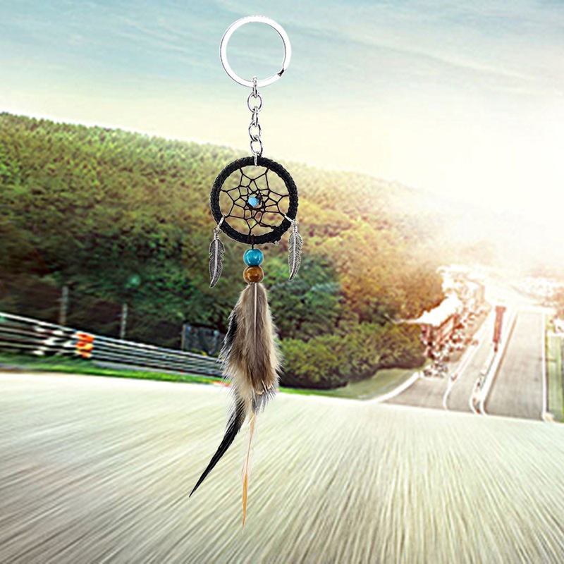 Cross-border special for new mini dream catcher small ornaments car pendant keychain feather decoration