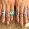 Turquoise set, ring, arrow, new collection, 9 pieces, flowered, cactus, on index finger