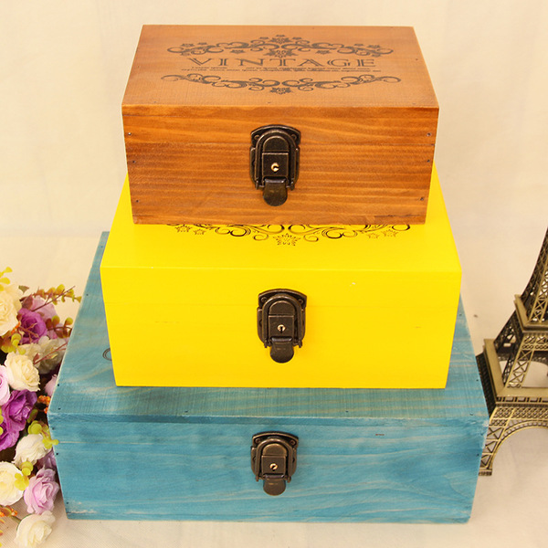 Japanese retro small table wooden box from natural wood