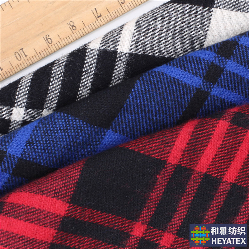 纯棉色织磨毛格子布 法兰绒秋冬衬衫面料现货
