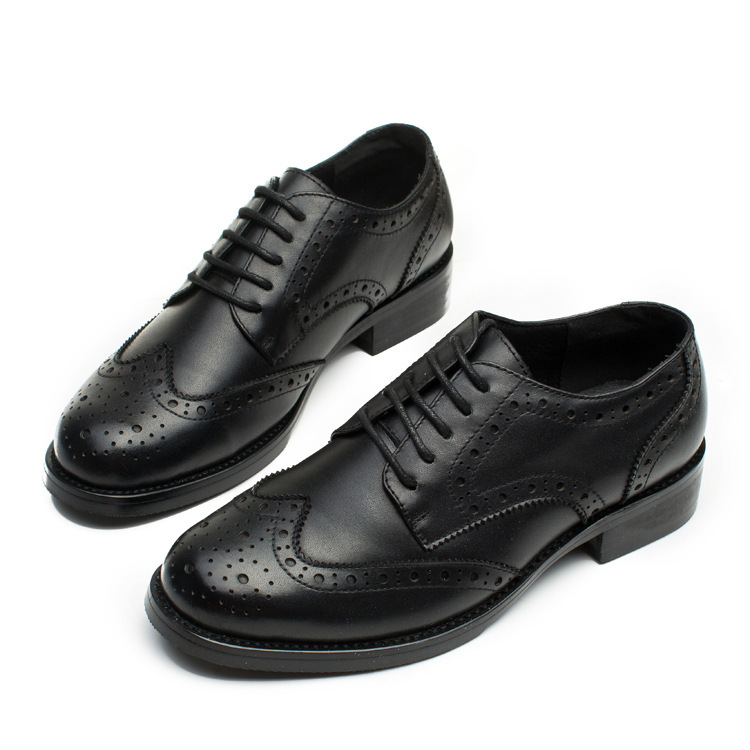 British style Brogue leather shoes women's lace-up retro flat chunky heel leather shoes women's Oxford shoes women's workwear shoes British style Brogue leather shoes women's lace-up retro flat chunky heel leather shoes women's Oxford shoes women's workwear shoes