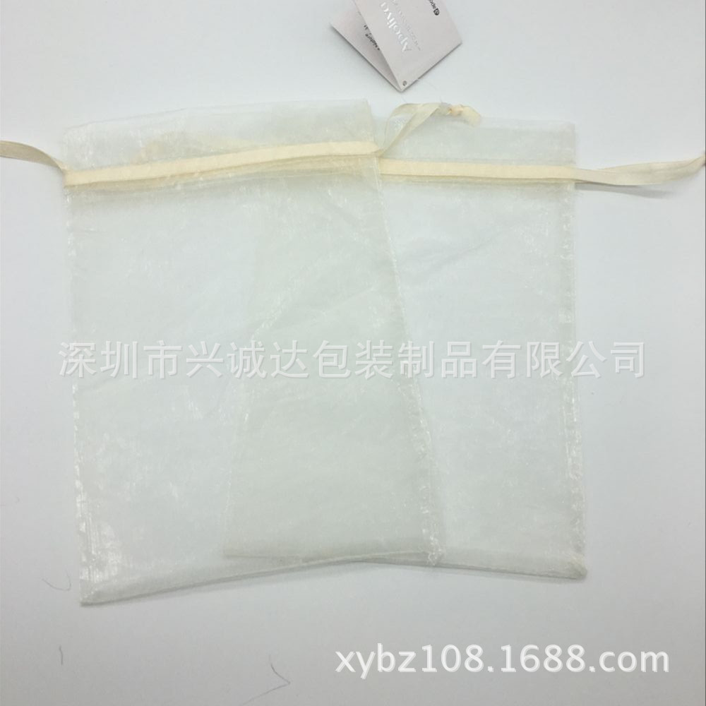 厂家生产喜糖柯根纱束口袋束口袋织带可加印LOGO透明耐用抽绳袋