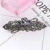 Big crystal, ponytail, metal retro hairgrip, black hairpins, simple and elegant design, wholesale