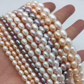 淡水珍珠项链米形A1AB+珍珠项链淡水珍珠 热销宏福源诸暨珍珠批发
