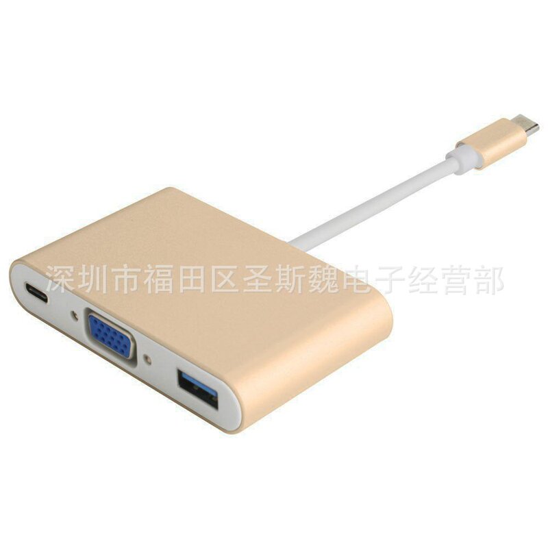 USB 3.1 to VGA USB conversion cable type-c to VGA with power supply converter aluminum alloy three-in-one USB 3.1 to VGA USB conversion cable type-c to VGA with power supply converter aluminum alloy three-in-one