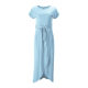 new women's solid color reverse sleeve flat short sleeve round neck irregular dress