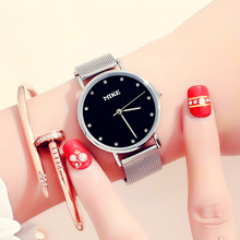 MIKE米可北欧简约薄款女表 圆表盘女士手表 钢带网带石英表批发