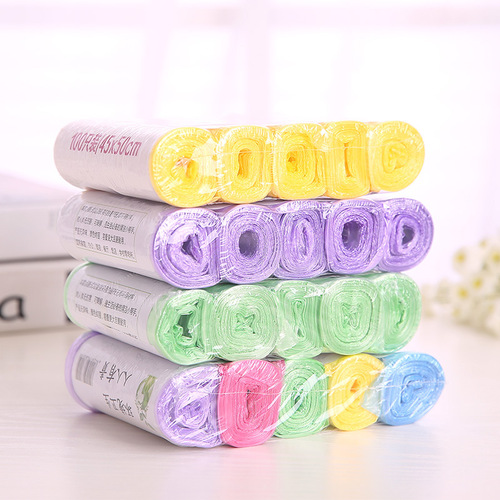 New disposable garbage bag, colorful point-break plastic bag, thickened kitchen household five-roll garbage bag T