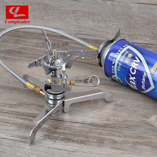 Outdoor stove safe and convenient flat gas to long gas tank conversion head extension with tube triangle folding converter