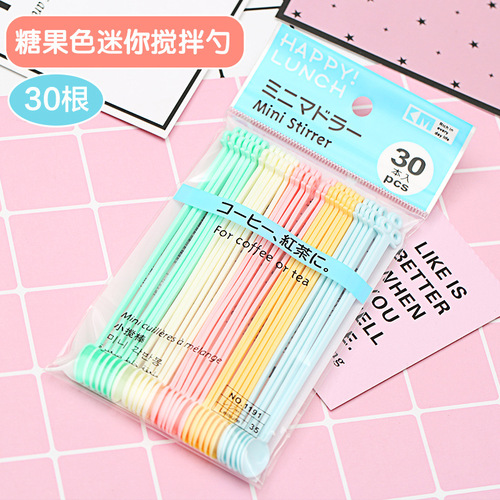 Candy-colored plastic mini coffee spoon Japanese food play mixing spoon for adjusting sauces, jam simulation droplet gel coloring tool
