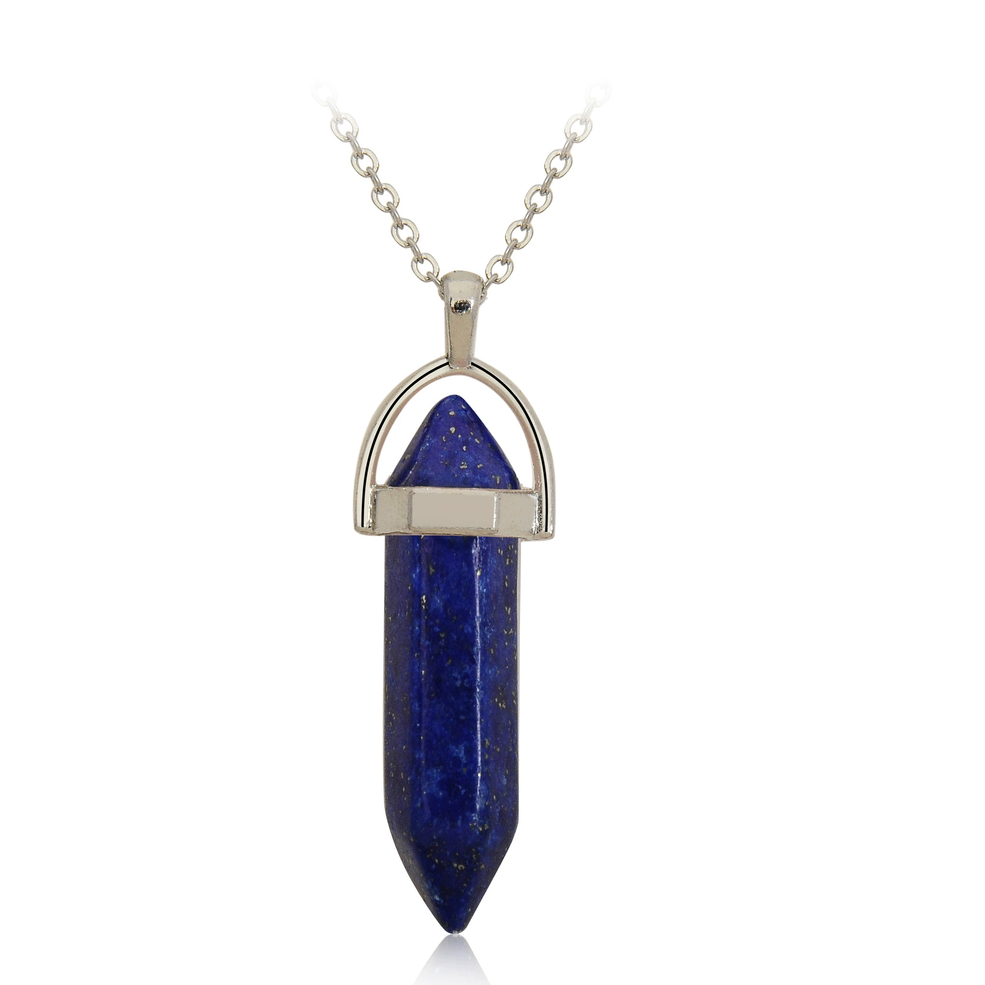 Quartz, organic accessory, hexagonal pendant, bullet, crystal necklace, sweater, European style