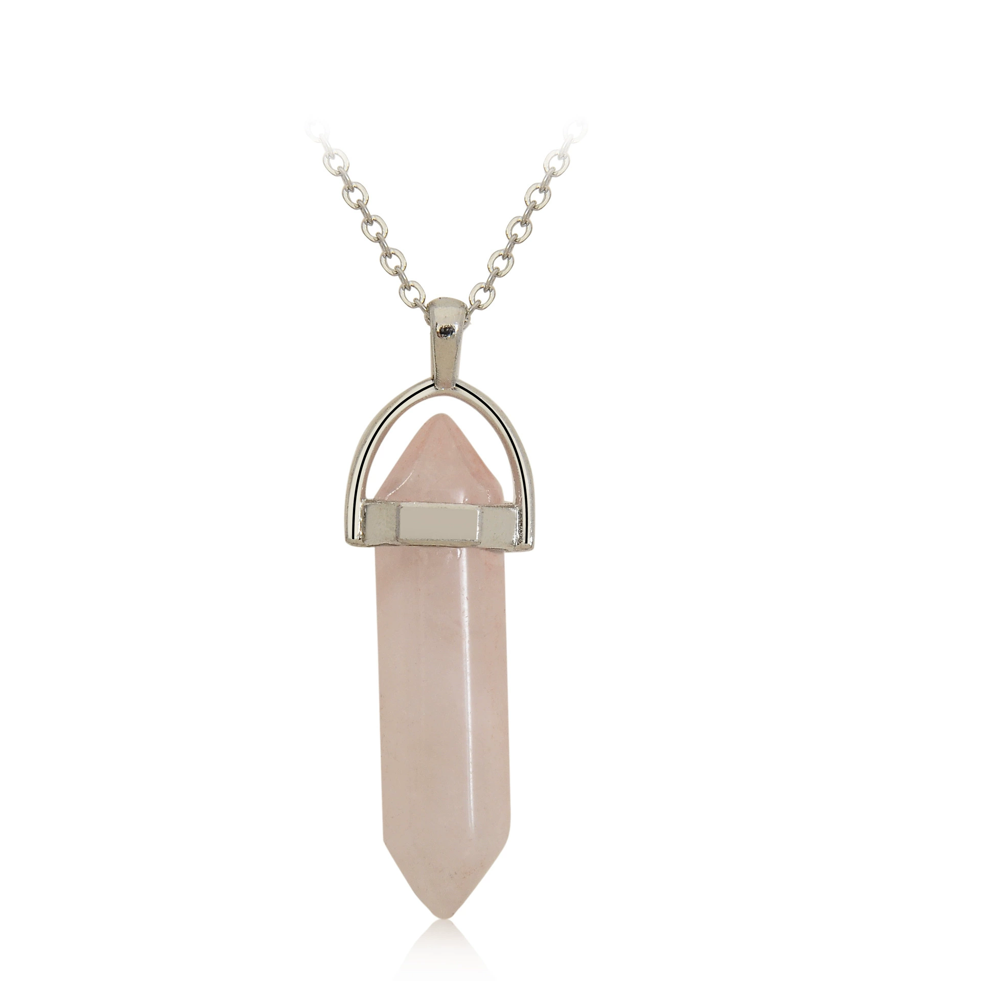 Quartz, organic accessory, hexagonal pendant, bullet, crystal necklace, sweater, European style