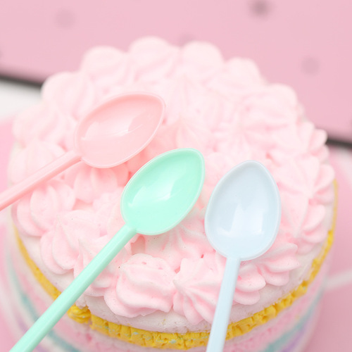 Candy-colored plastic mini coffee spoon Japanese food play mixing spoon for adjusting sauces, jam simulation droplet gel coloring tool