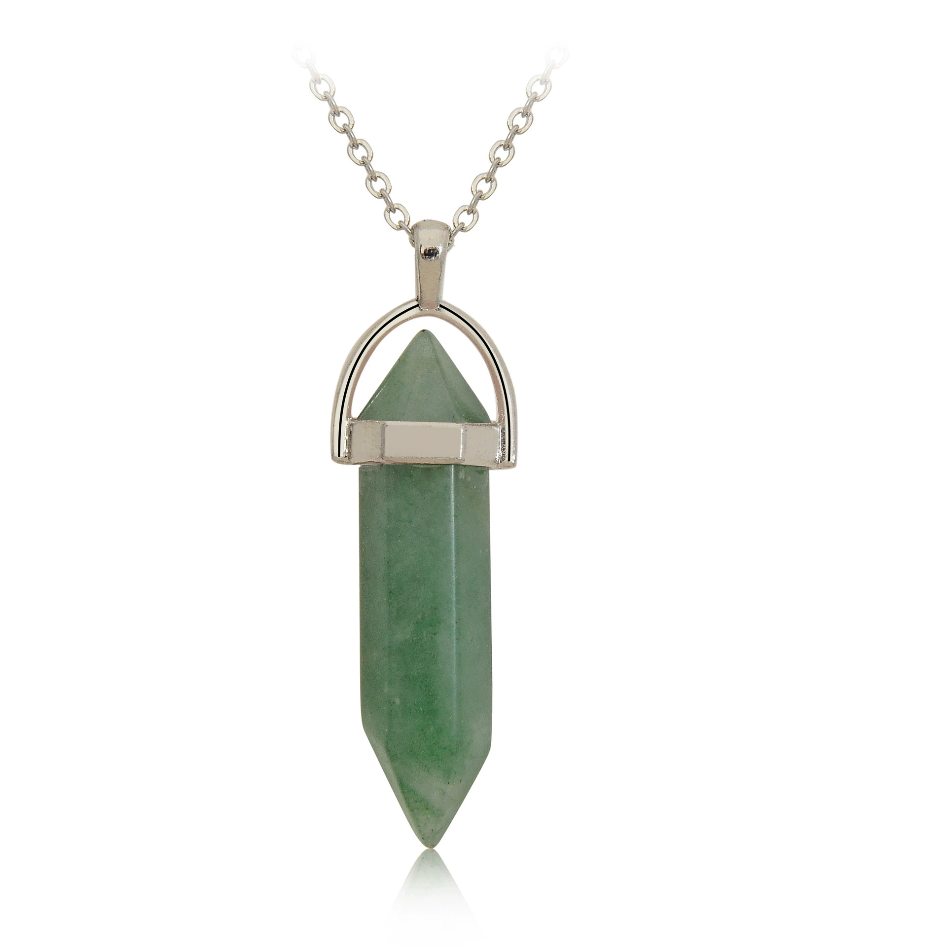 Quartz, organic accessory, hexagonal pendant, bullet, crystal necklace, sweater, European style