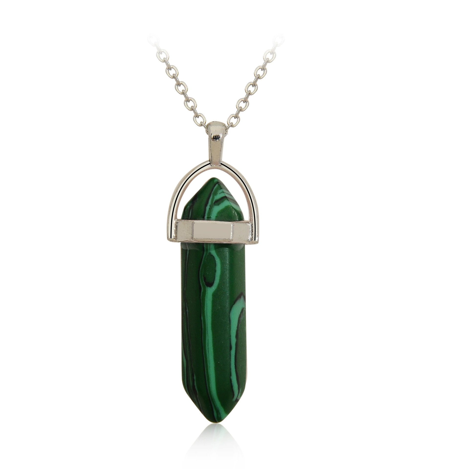 Quartz, organic accessory, hexagonal pendant, bullet, crystal necklace, sweater, European style