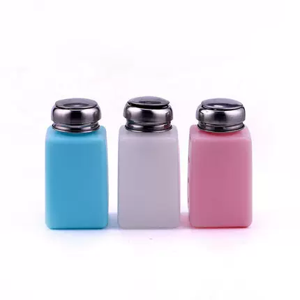 厂家直销按压式玻璃 塑料洗板水溶剂瓶200ML白蓝粉工业用酒精瓶