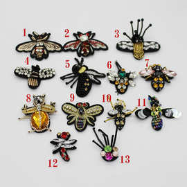 现货昆虫钉珠章仔手工蜜蜂蜻蜓刺绣布贴钉珠毛毡胸花贴小动物布贴