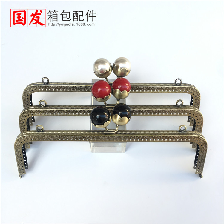 Sin stock: 25cm cuadrado relieve loto cabeza de perla oro bronce gran cabeza de perla 0560 - GT