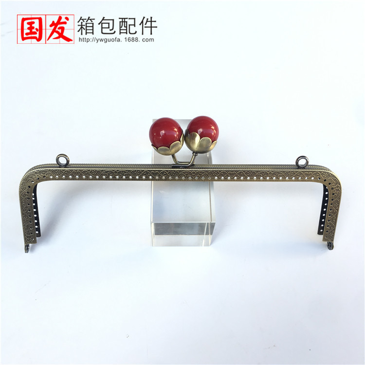 Sin stock: 25cm cuadrado relieve loto cabeza de perla oro bronce gran cabeza de perla 0560 - GT