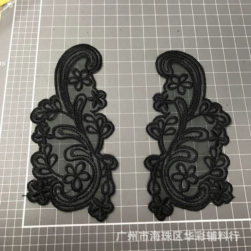 刺绣贴花补丁diy服装辅料花朵布贴 涤纶绣花布贴现货批发