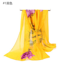 新款女花卉薄款雪纺丝巾夏季玫瑰披肩两用女士围巾春秋纱巾