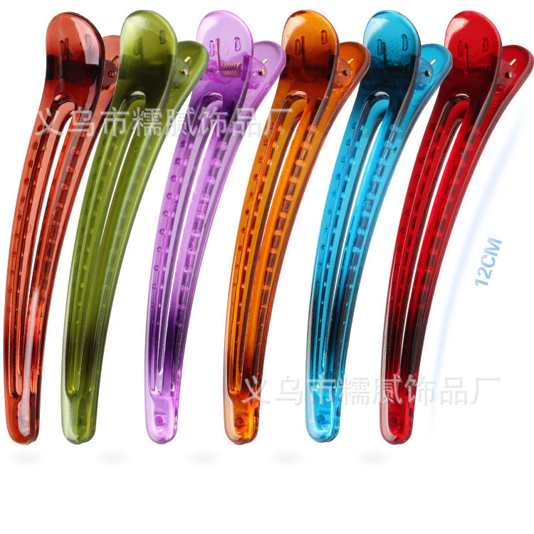 12cm jelly color tip clip candy color female duck clip color translucent plastic hairpin boutique hotline