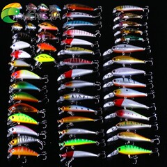 Hengjia fishing gear 56PCS fake bait set Luya bait fake bait multi-specification fishing gear fake fishing bait Luya fake bait complete set