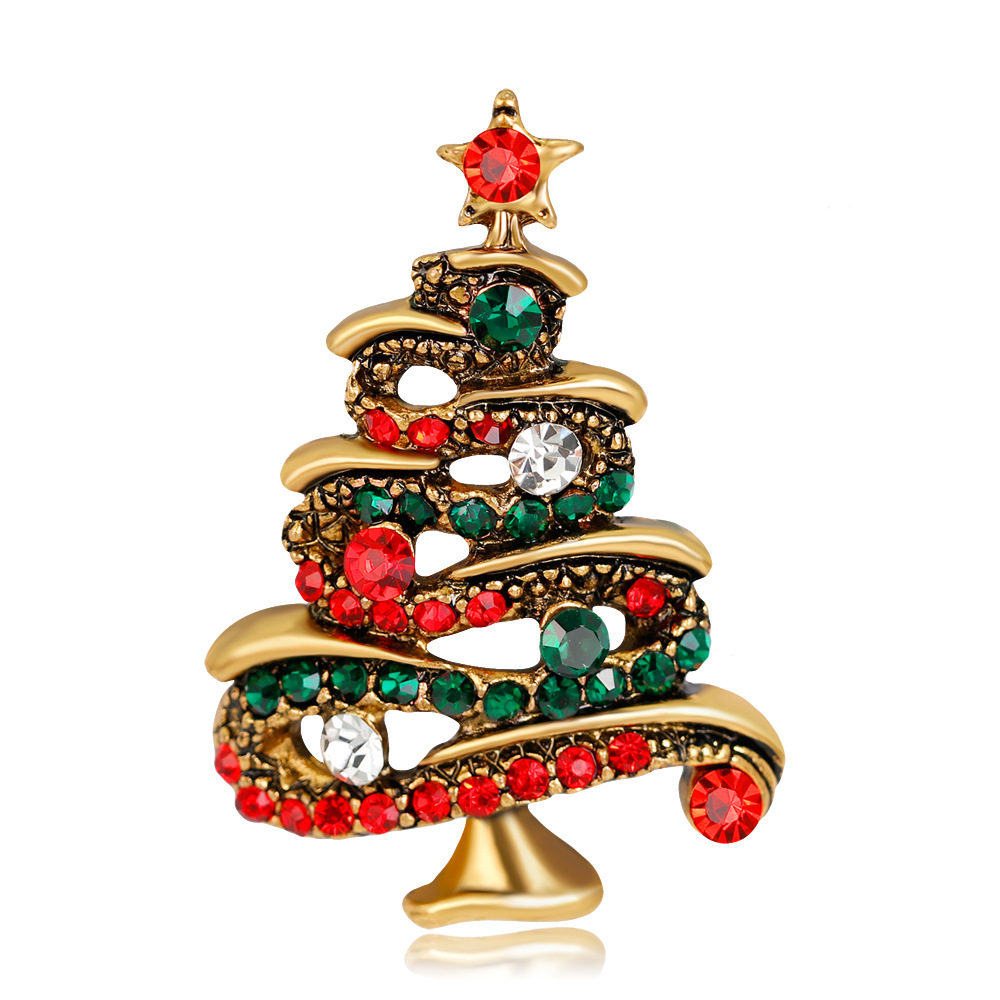 European and American jewelry fashion rhinestone Christmas tree brooch alloy diamond corsage women's spot