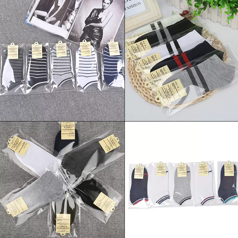 独立包装涤棉袜子 男船袜网店赠品男袜条纹地摊货源袜子厂家批发
