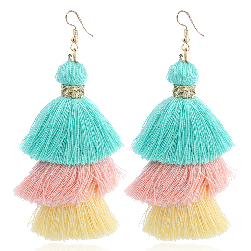 Удлинённые серьги с кистями, Amazon, Boho стиль, градиент