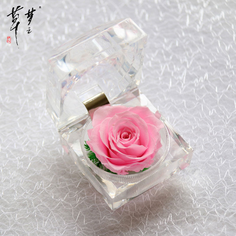 Cristal Rosa acrílico flor eterna caja de regalo confesión flor real regalo del Día de San Valentín Amazon