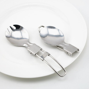 Stainless Steel Folding Spoon Fast Food Salad Spoon Fork Foldable Tableware Outdoor Camping Folding Spoon