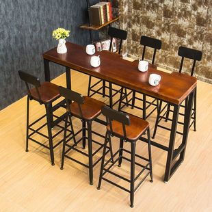 Американский бар с твердым деревянным столом ретро железное десертное стол простые дома используют стену на стену и комбинацию стула
